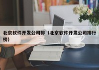 北京软件开发公司排（北京软件开发公司排行榜）