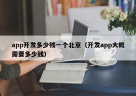 app开发多少钱一个北京（开发app大概需要多少钱）